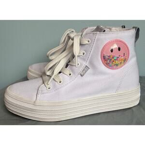Keds High Top Sneakers Lace Up Confetti Smiley Face Girl's Size 1